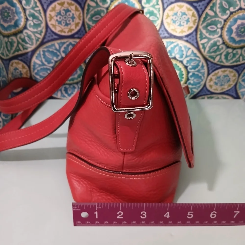 Coach Hamilton Crossbody Bag with Flap Closure Silver Hardware Pebbled Leather